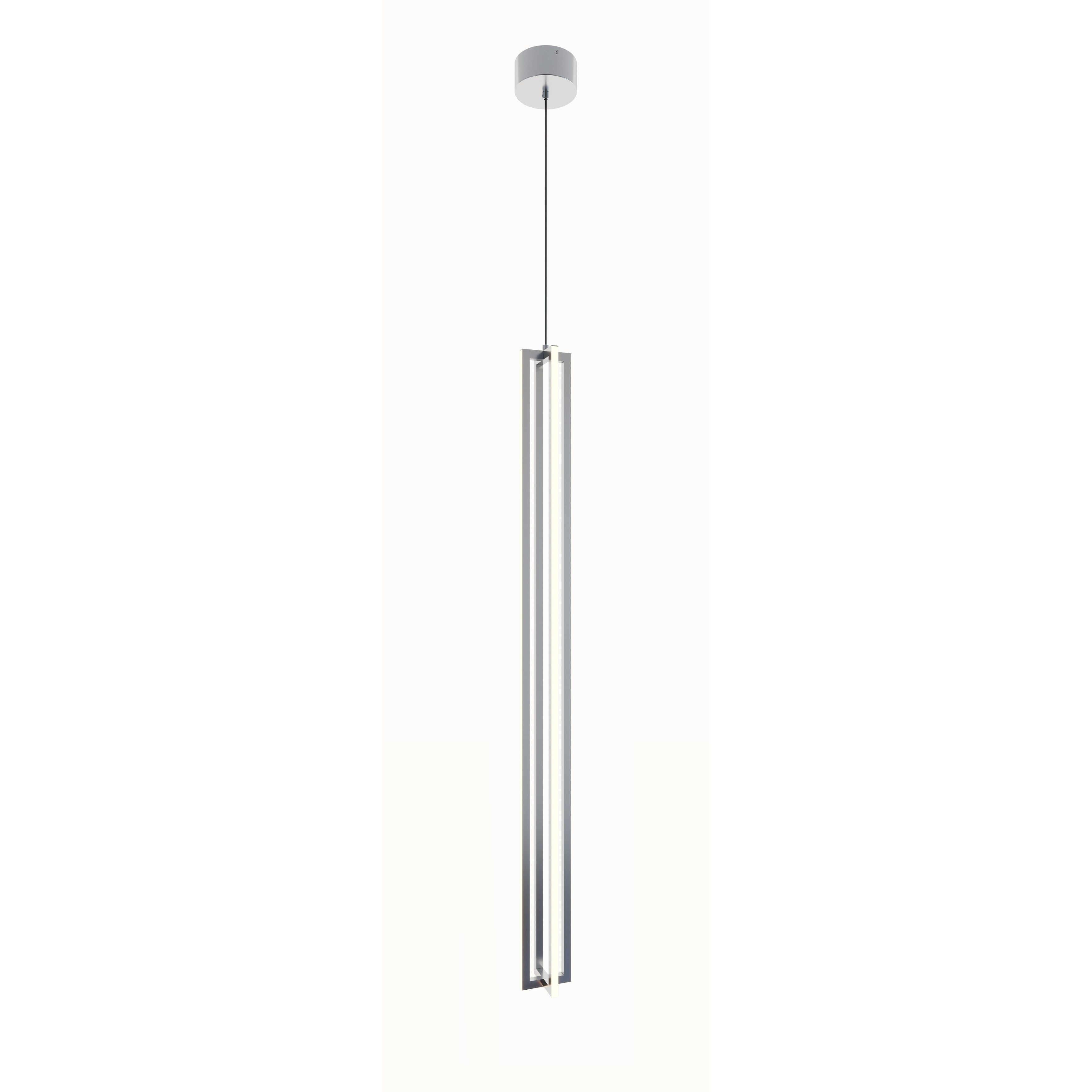 Cass Satin Nickel Slim LED Pendant for Indoor/Outdoor - 48" Height