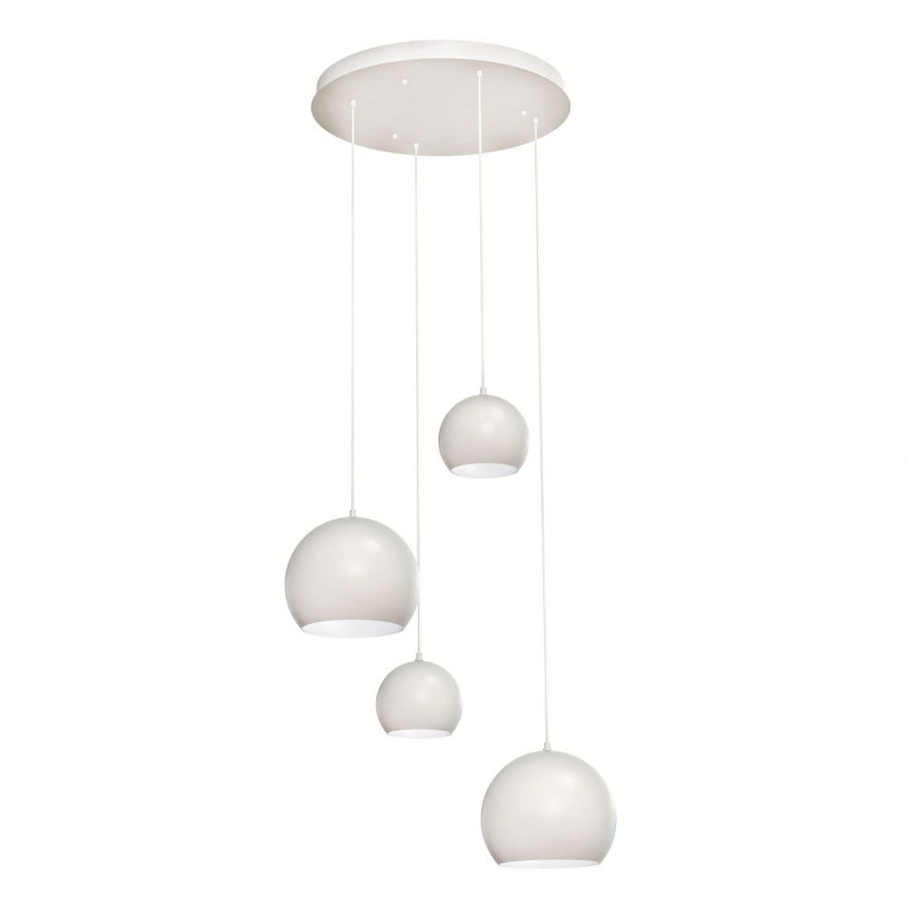 Modern Globe Pendant Light in White Steel and Glass, Indoor/Outdoor