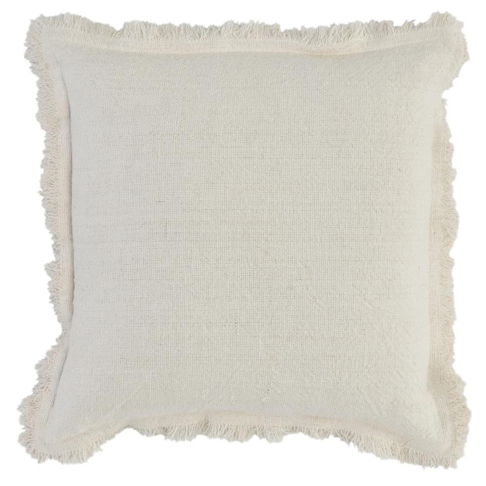 Agatha 22" Ivory Linen-Blend Throw Pillow with Feather Insert