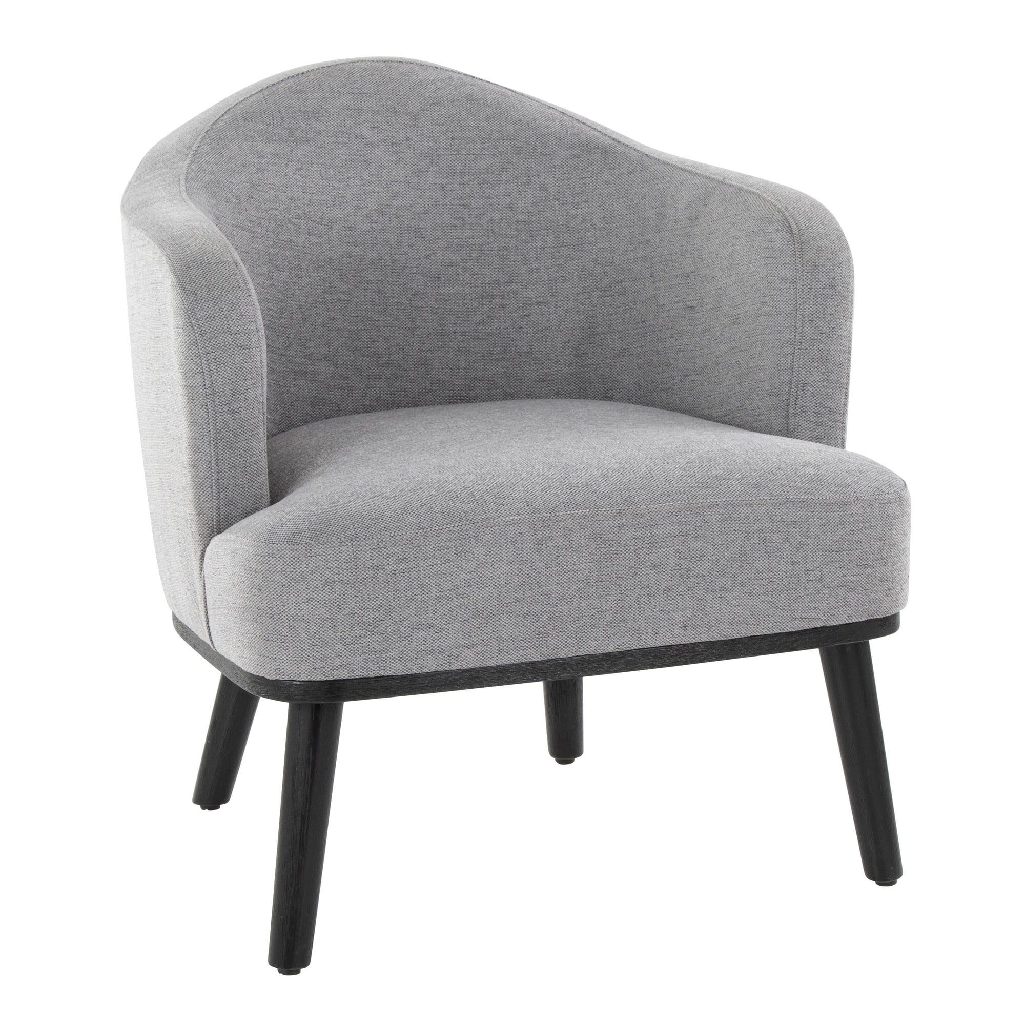 Gray Mid-Century Modern Wood Accent Chair