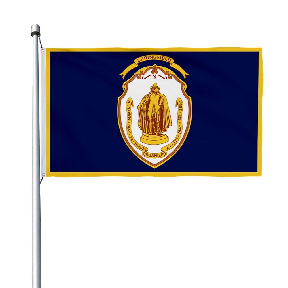 Massachusetts State Flag with Brass Grommets, 3x5 Ft Polyester