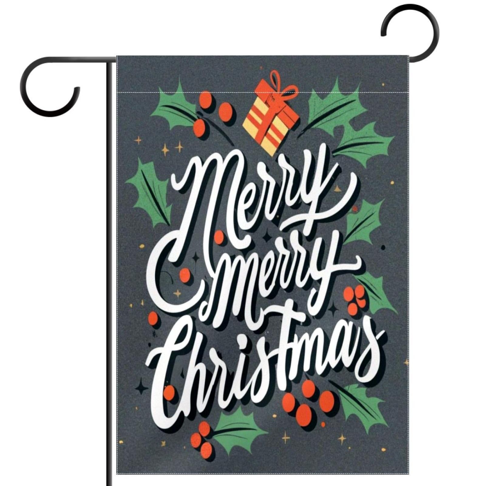 Merry Christmas Multi-Color Pongee Garden Flag 12" x 18"