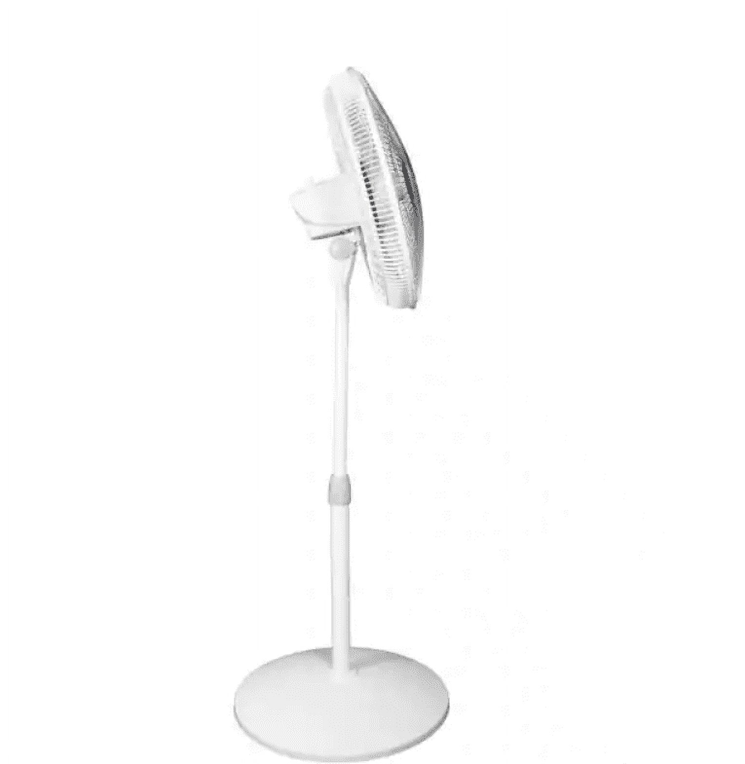 18-Inch White Adjustable Oscillating Pedestal Fan with Three Speeds