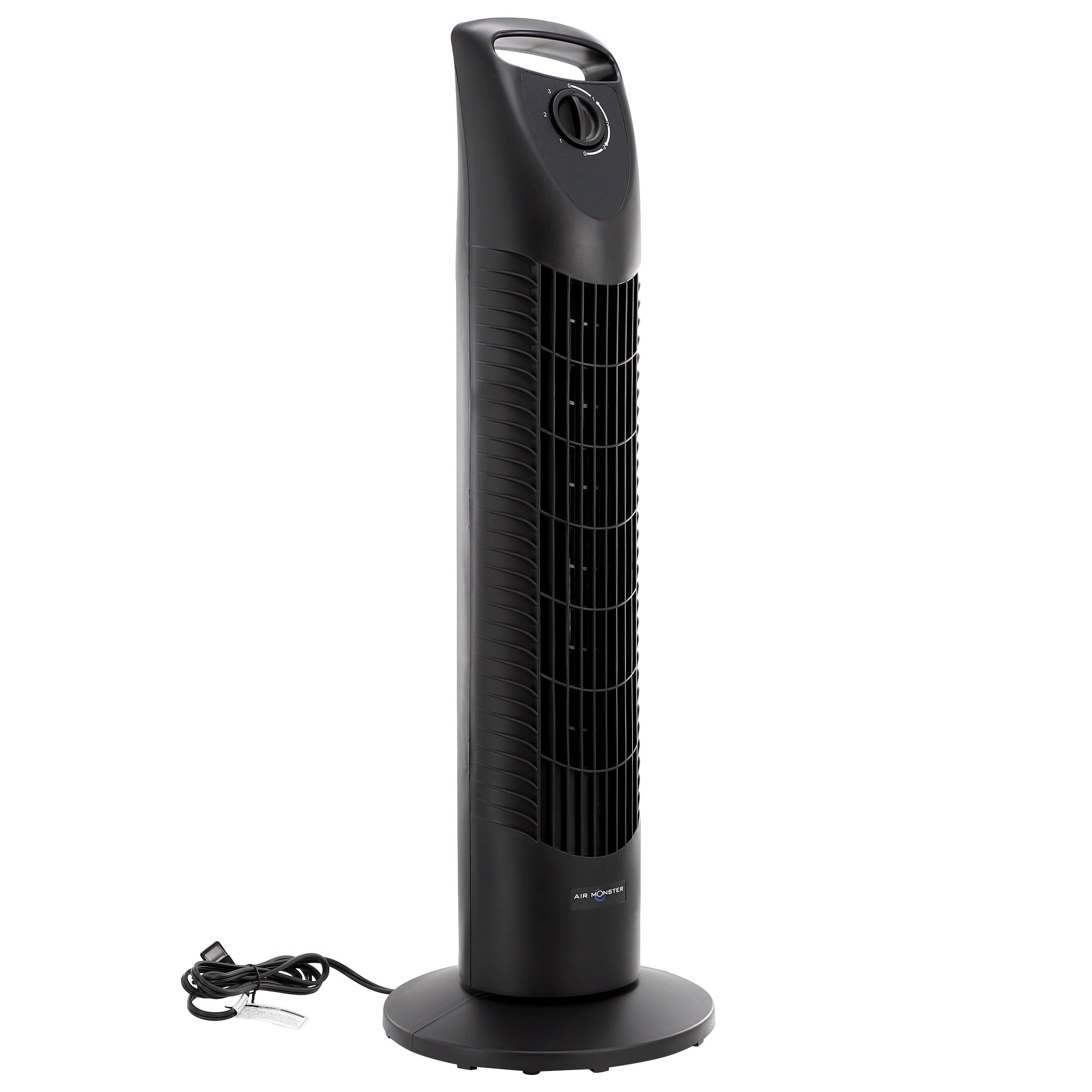 Black 32-Inch Oscillating Three-Speed Tower Fan