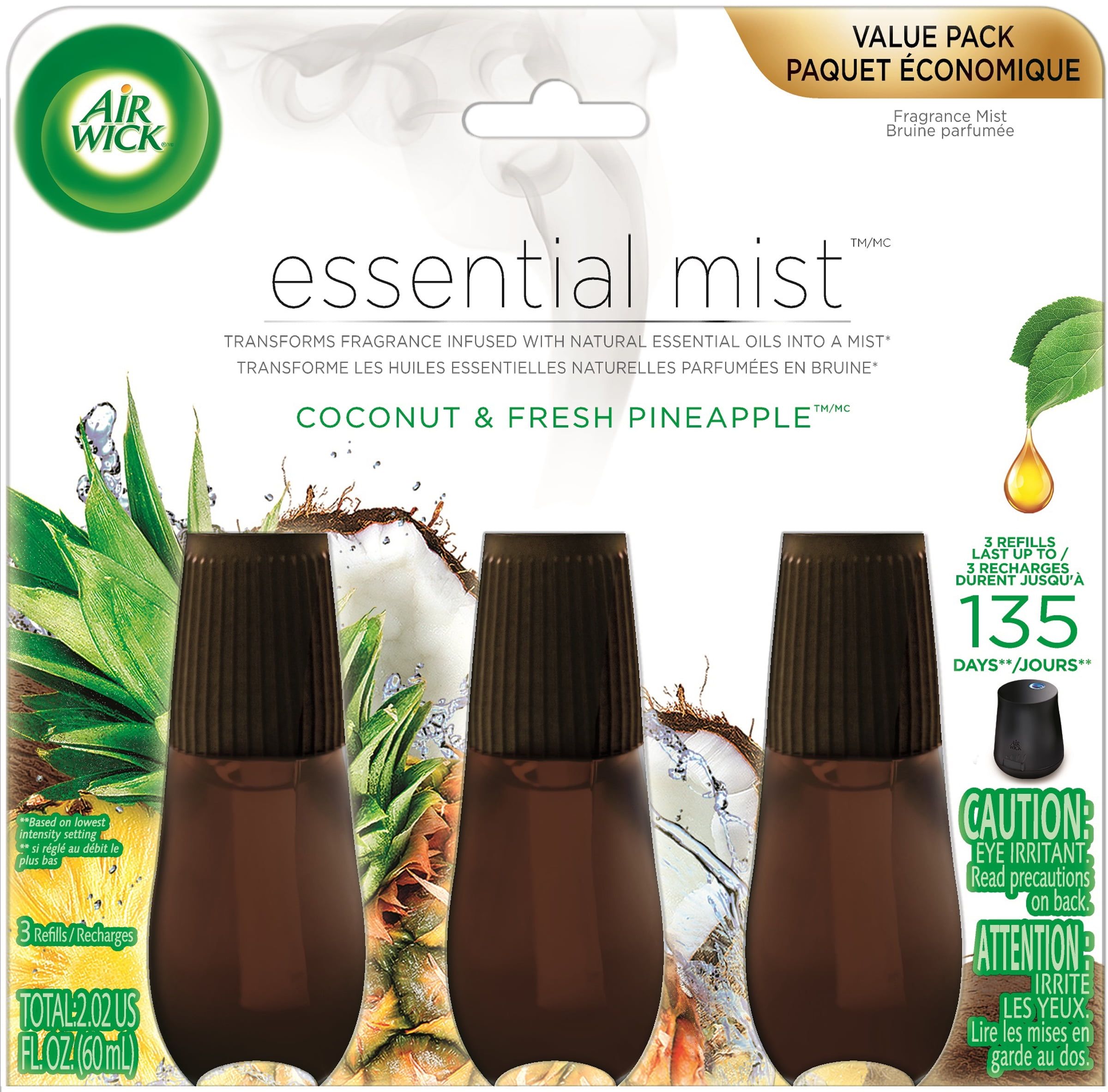 Coconut and Pineapple Essential Oil Mist Refill Pack