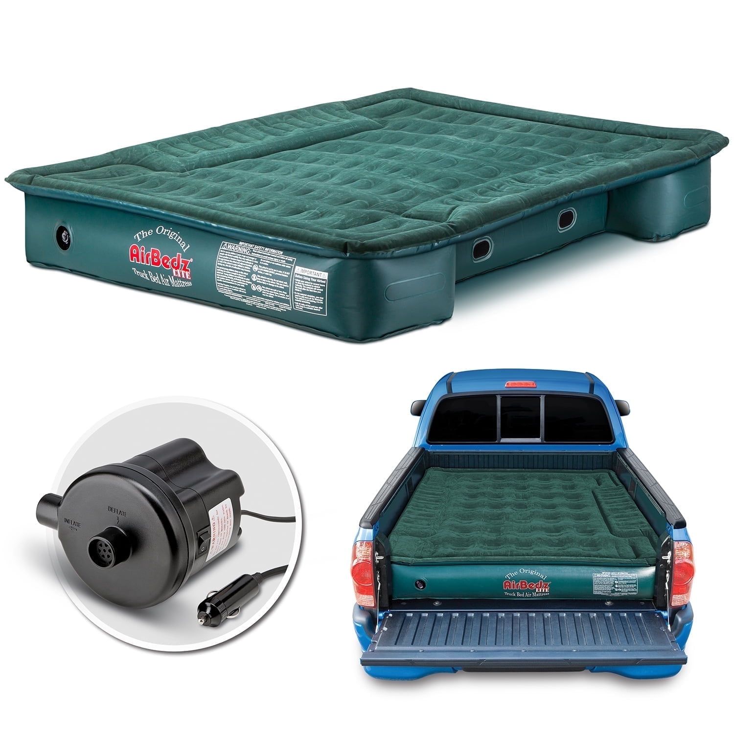 Green Full Size Truck Bed Air Mattress with Portable Pump