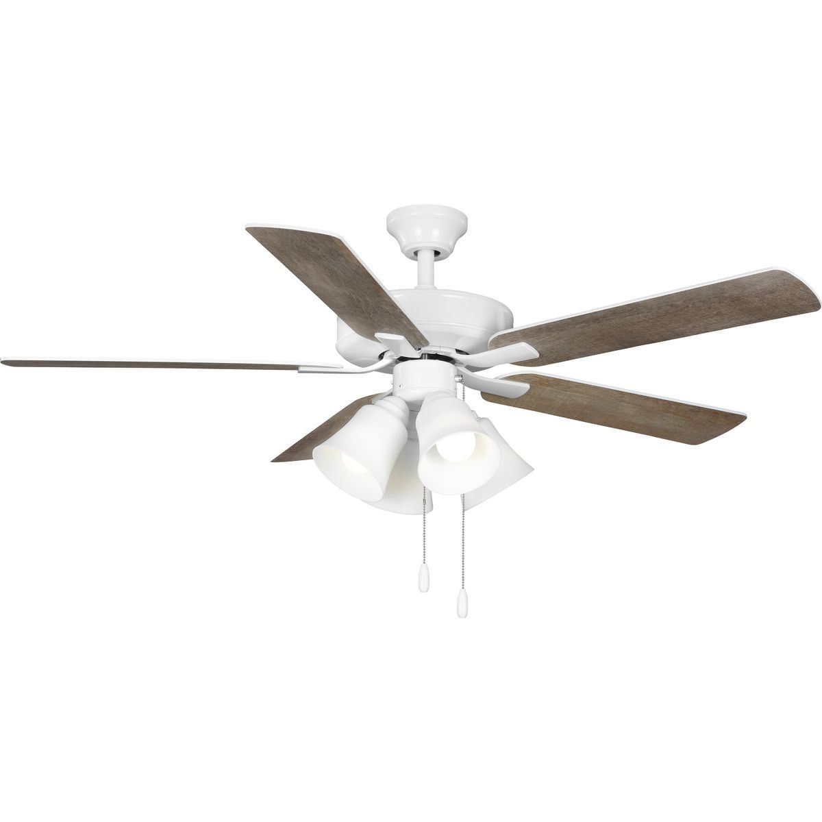 AirPro 52" White and Antique Wood Ceiling Fan with LED Light