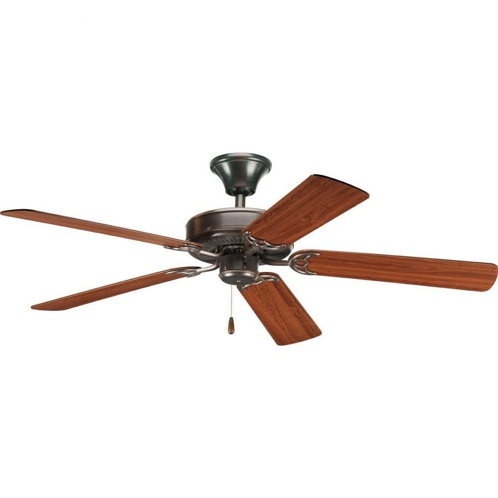 52" Antique Bronze Ceiling Fan with Reversible Cherry Walnut Blades