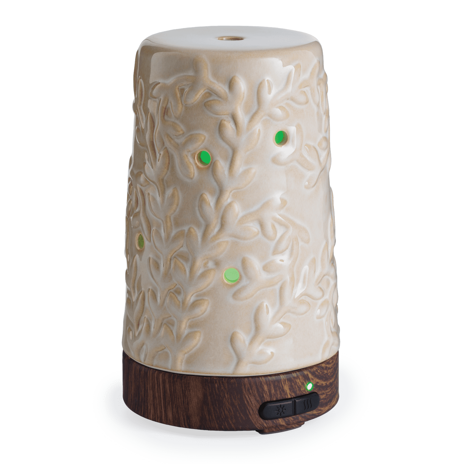 Flourish Cream Ceramic Essential Oil Diffuser with LED Lights, 100 mL