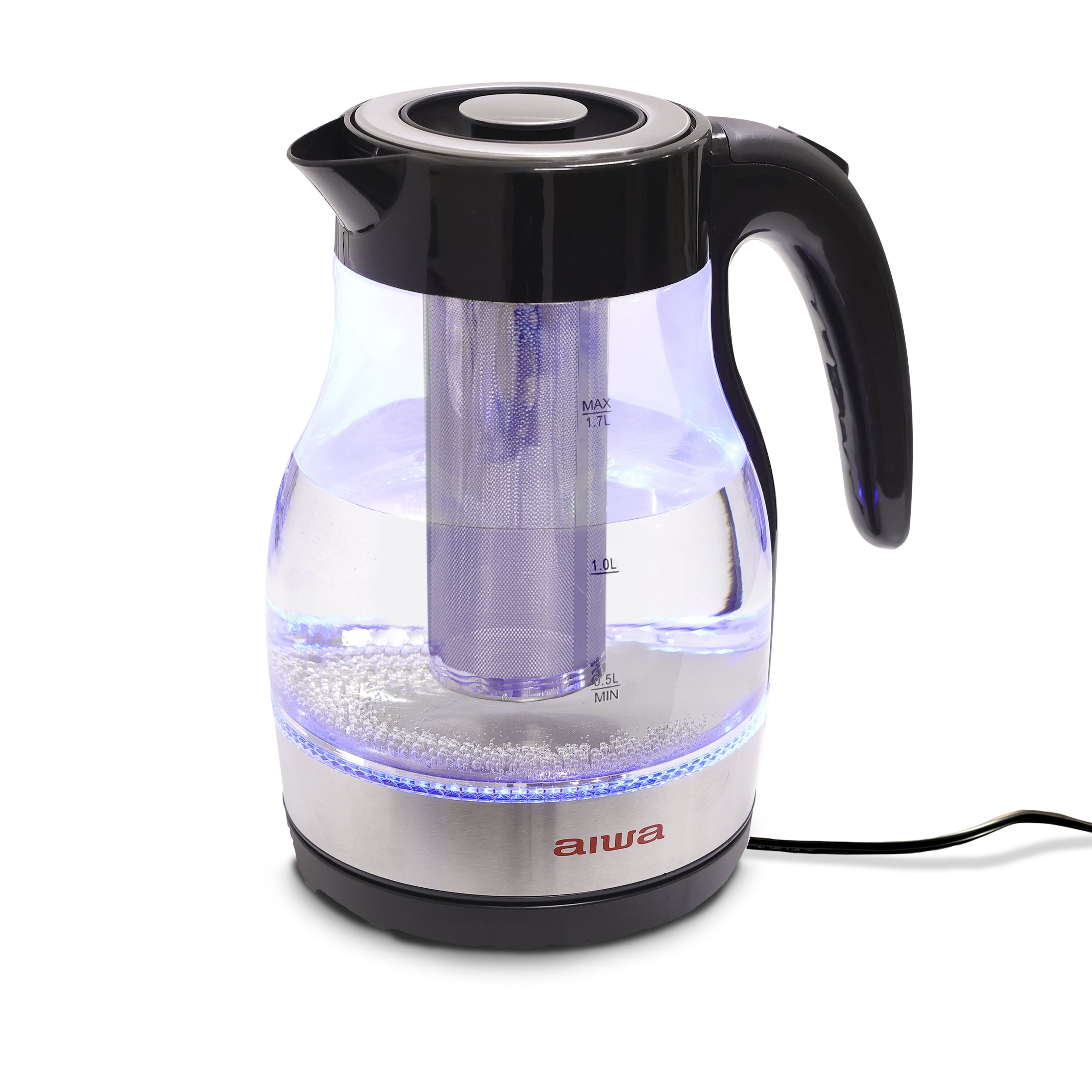 Aiwa 2-in-1 Black Electric Kettle with Stainless Steel Infuser