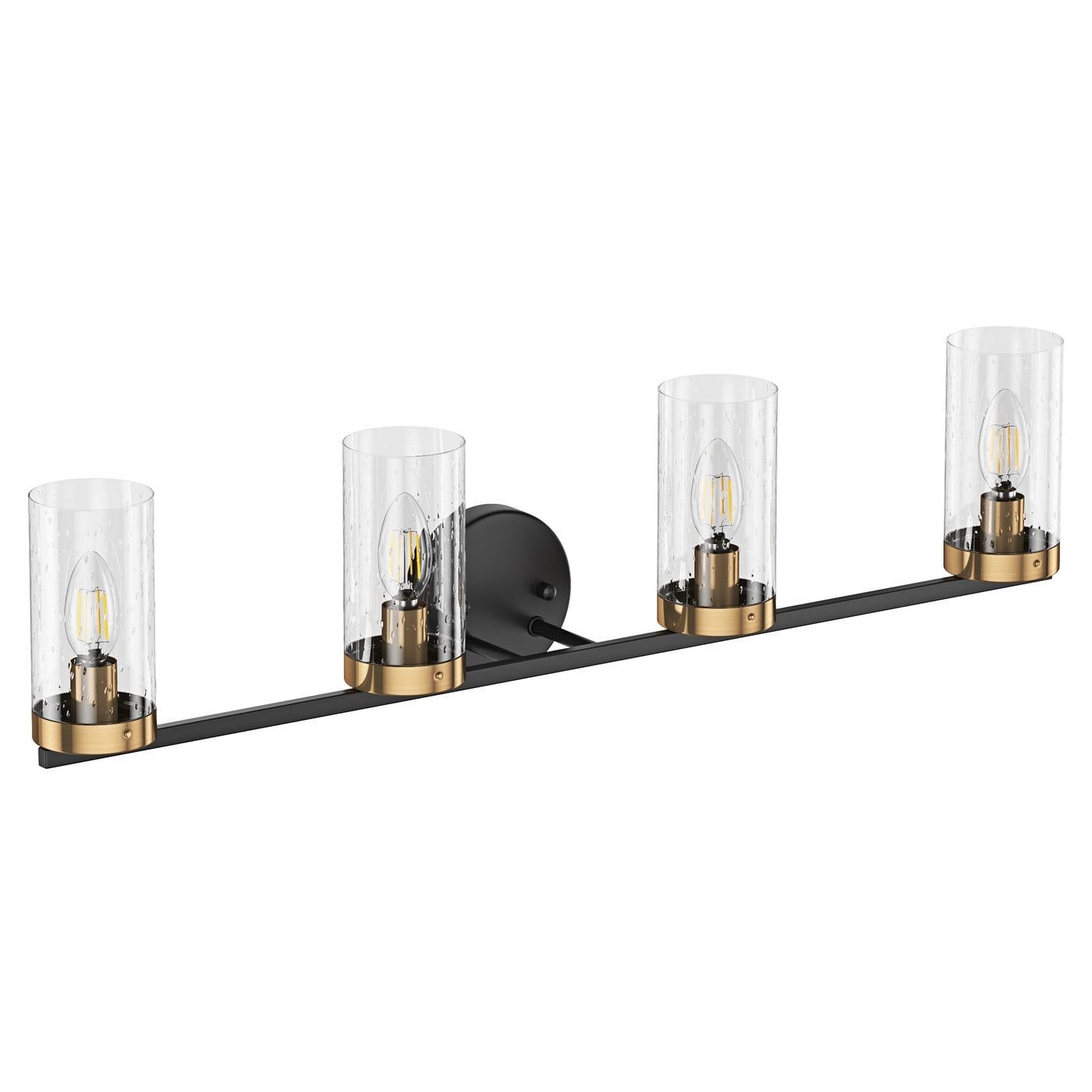 Aiwen Modern Black and Gold 4-Light Bathroom Vanity Fixture