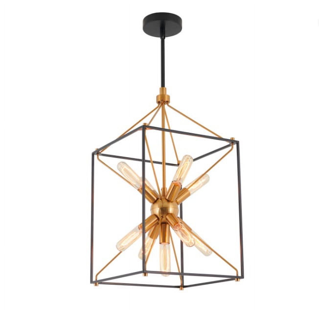 Aged Brass and Black 9-Light Sputnik Chandelier