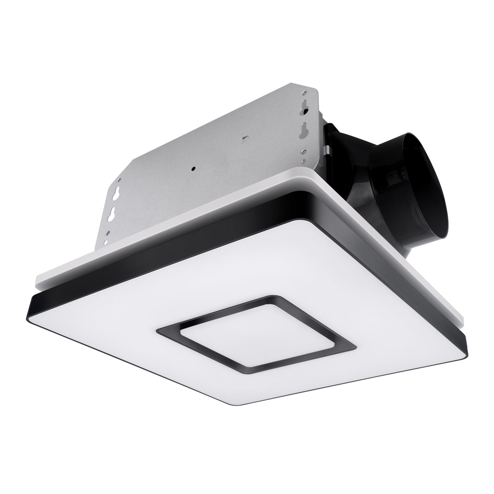 Black Square Modern Bathroom Exhaust Fan with LED Light