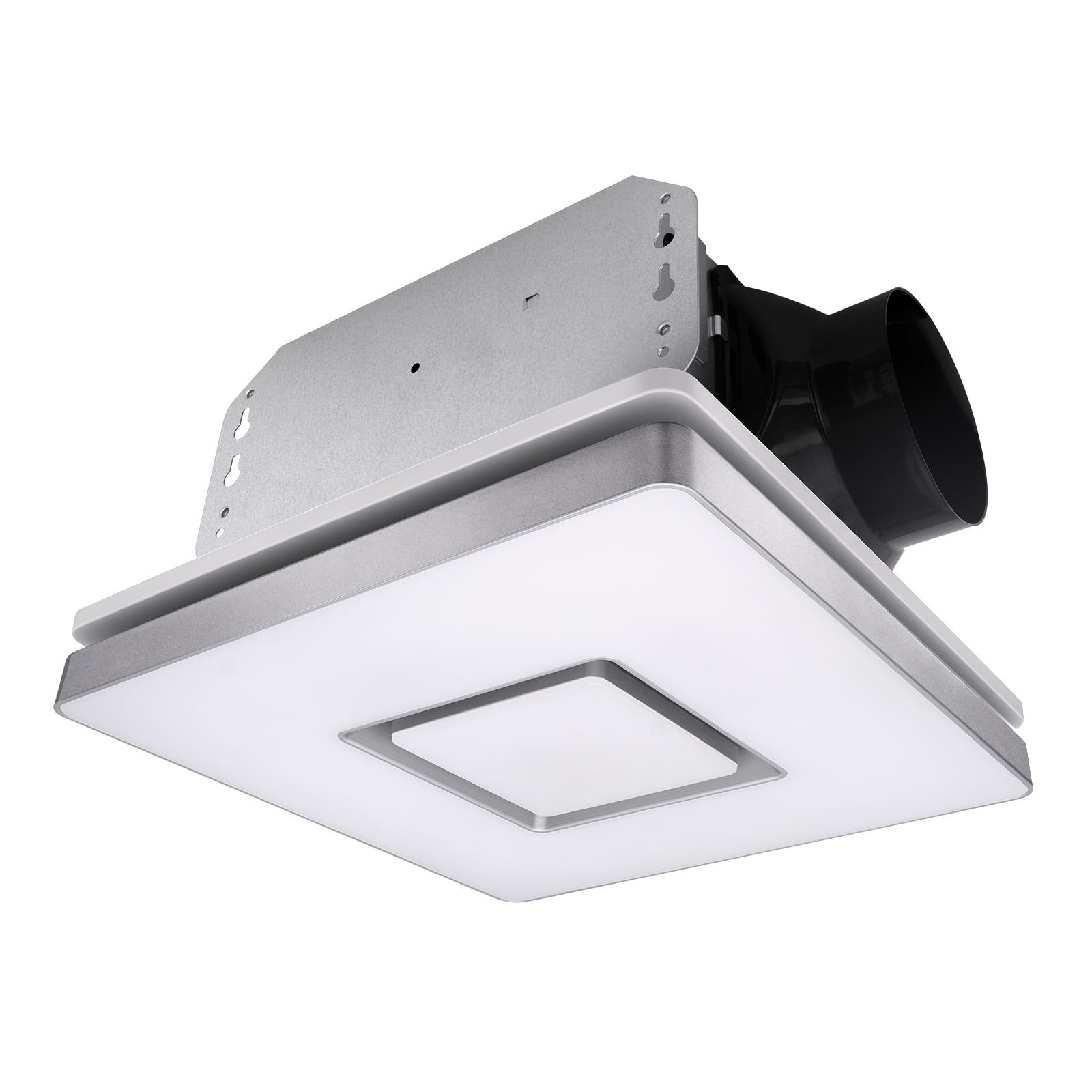 Silver Square Modern Bathroom Exhaust Fan with LED Light