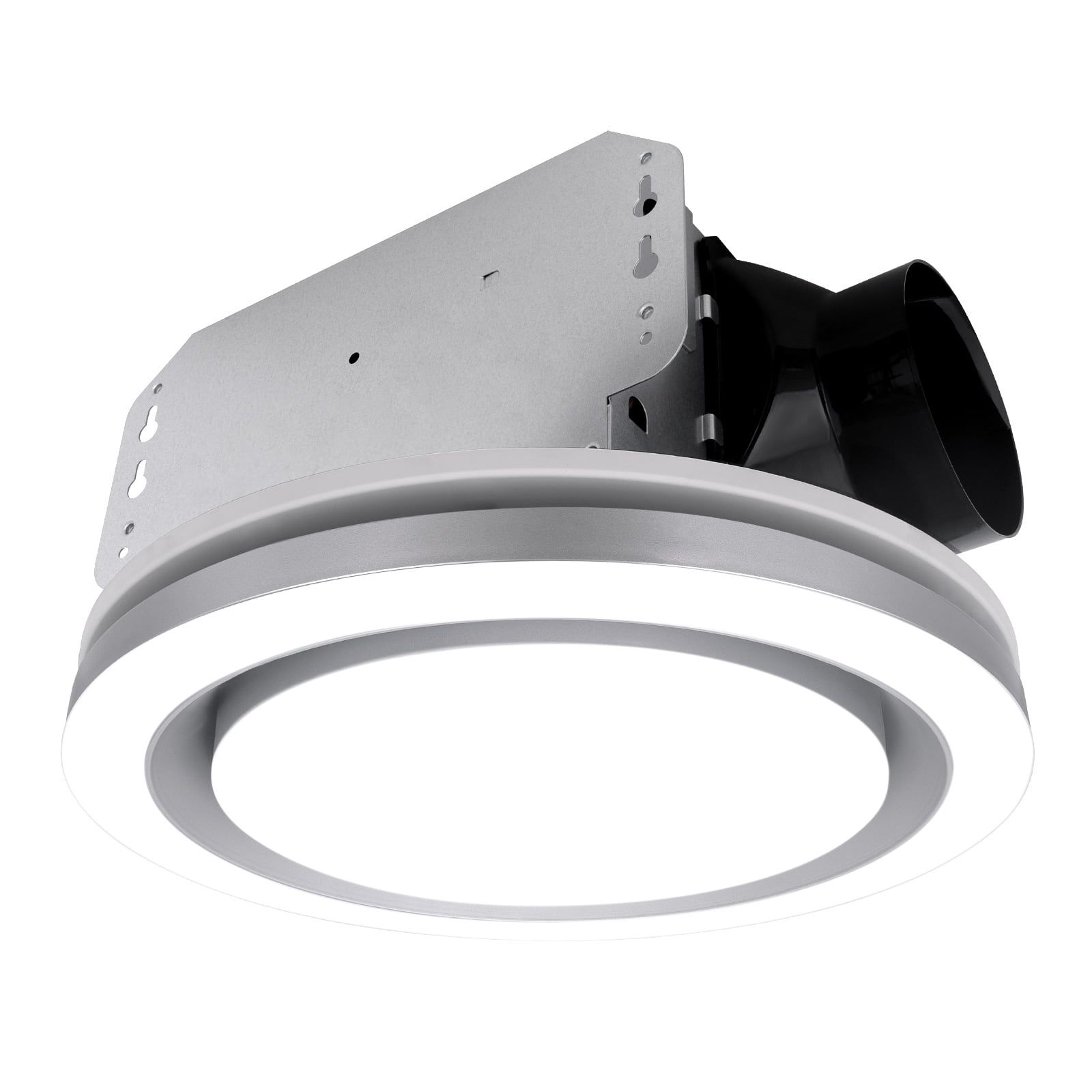 Silver Round Ceiling Mount Bathroom Exhaust Fan with LED Light