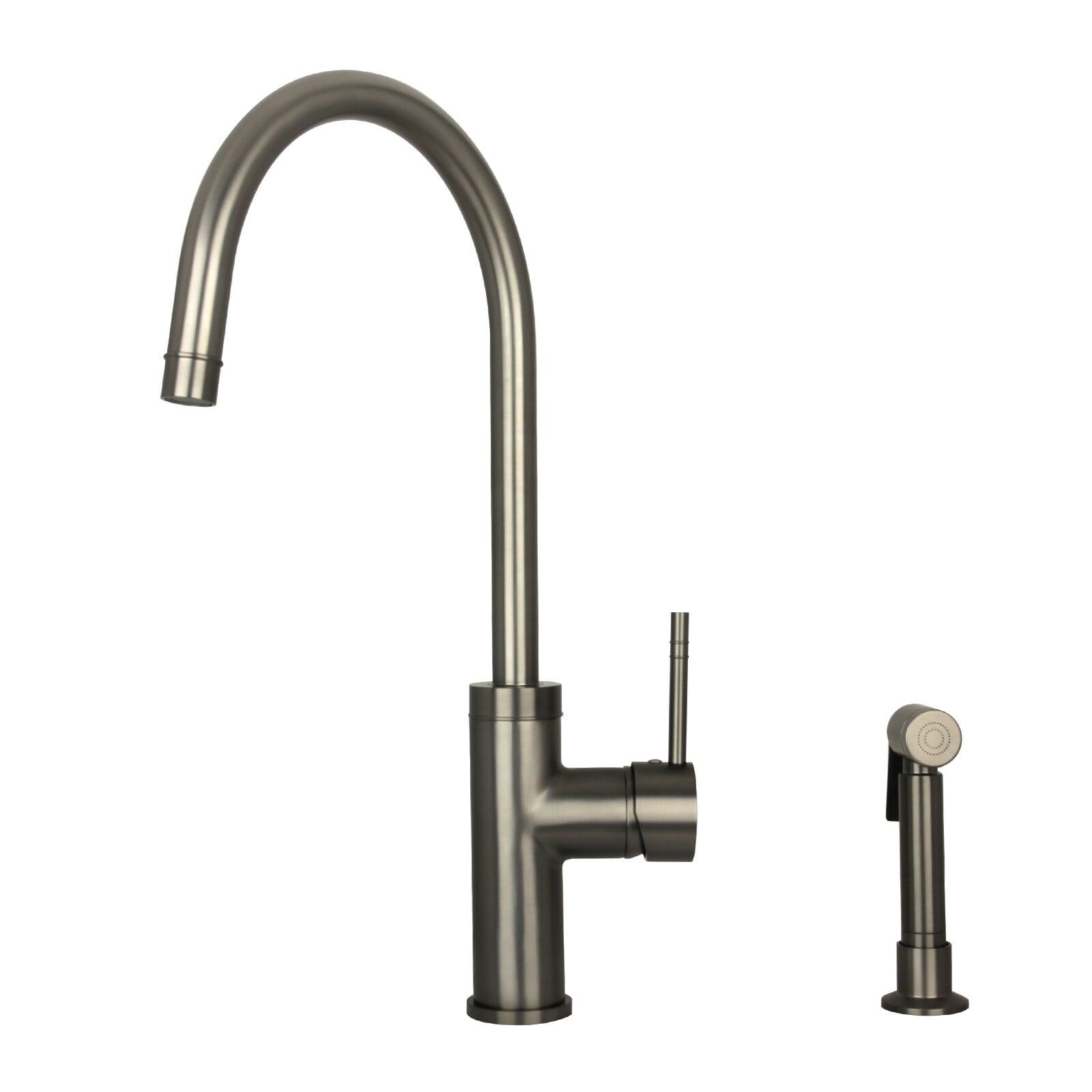 Gun Black Brass Widespread Kitchen Faucet with Side Spray