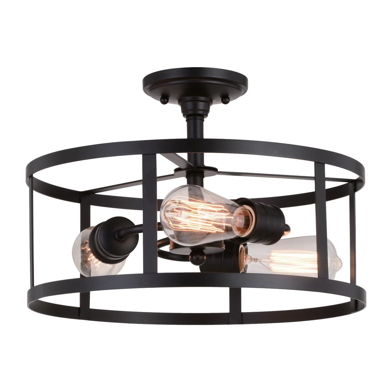 Bronze Drum 15" Indoor/Outdoor Semi-Flush Mount Light