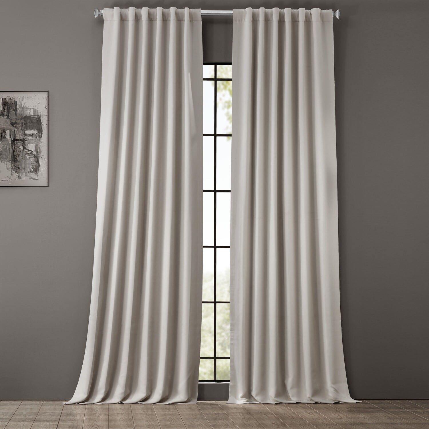 Alabaster Beige Blackout Polyester Puddle Length Drape Panel