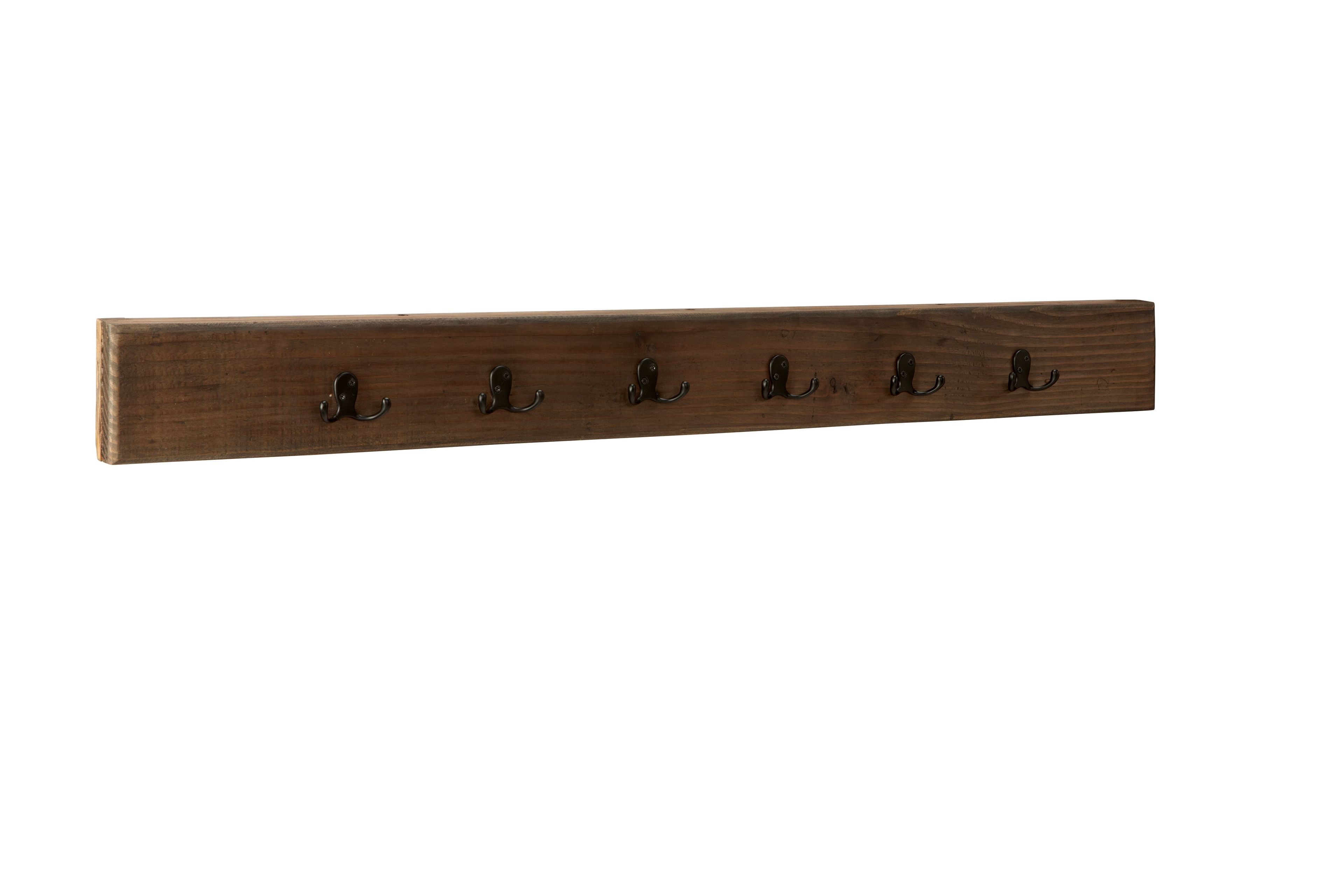 Pomona 48" Rustic Industrial Solid Pine Wood & Metal Wall Coat Hook