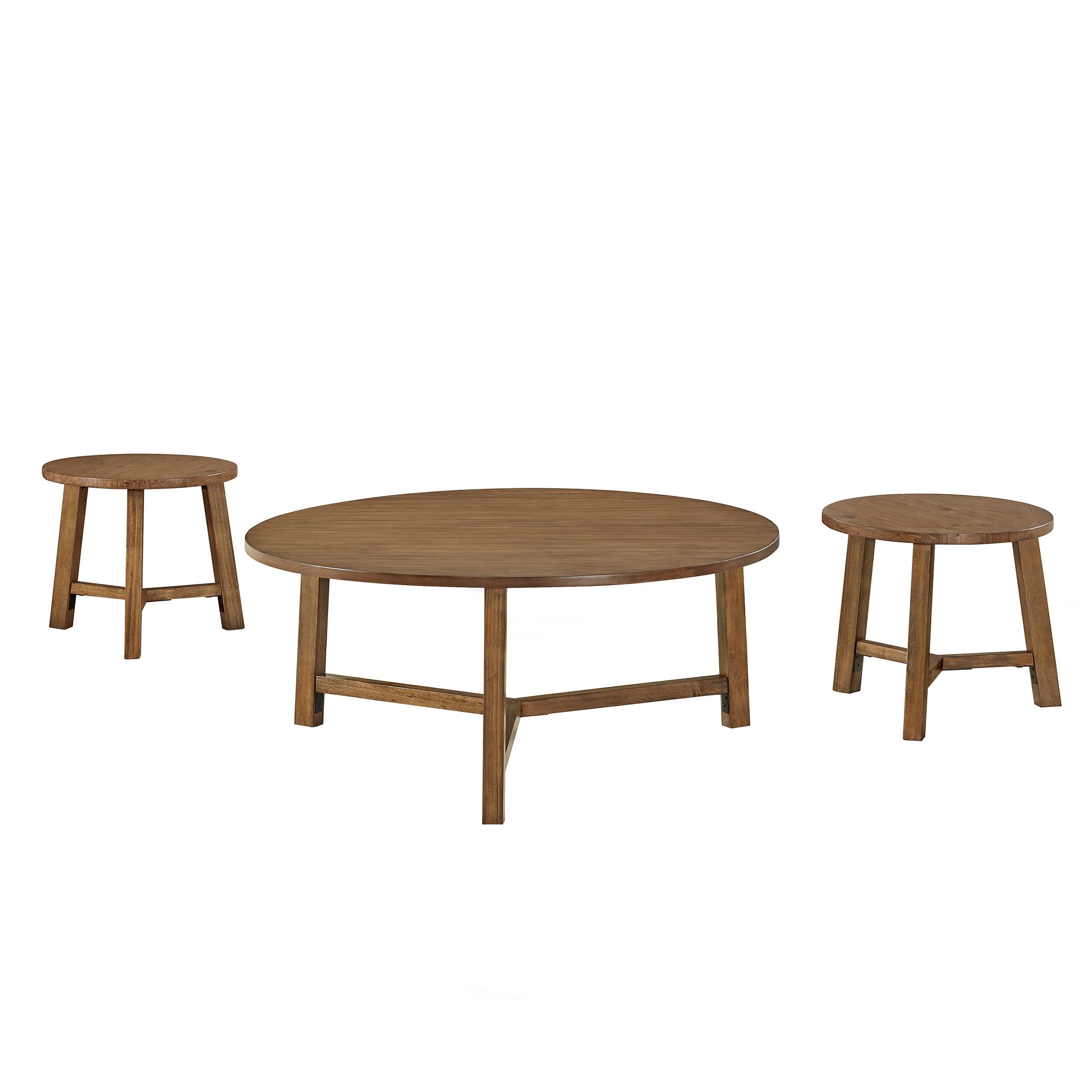 Newbury 44in Pecan Pine Coffee and End Tables Set