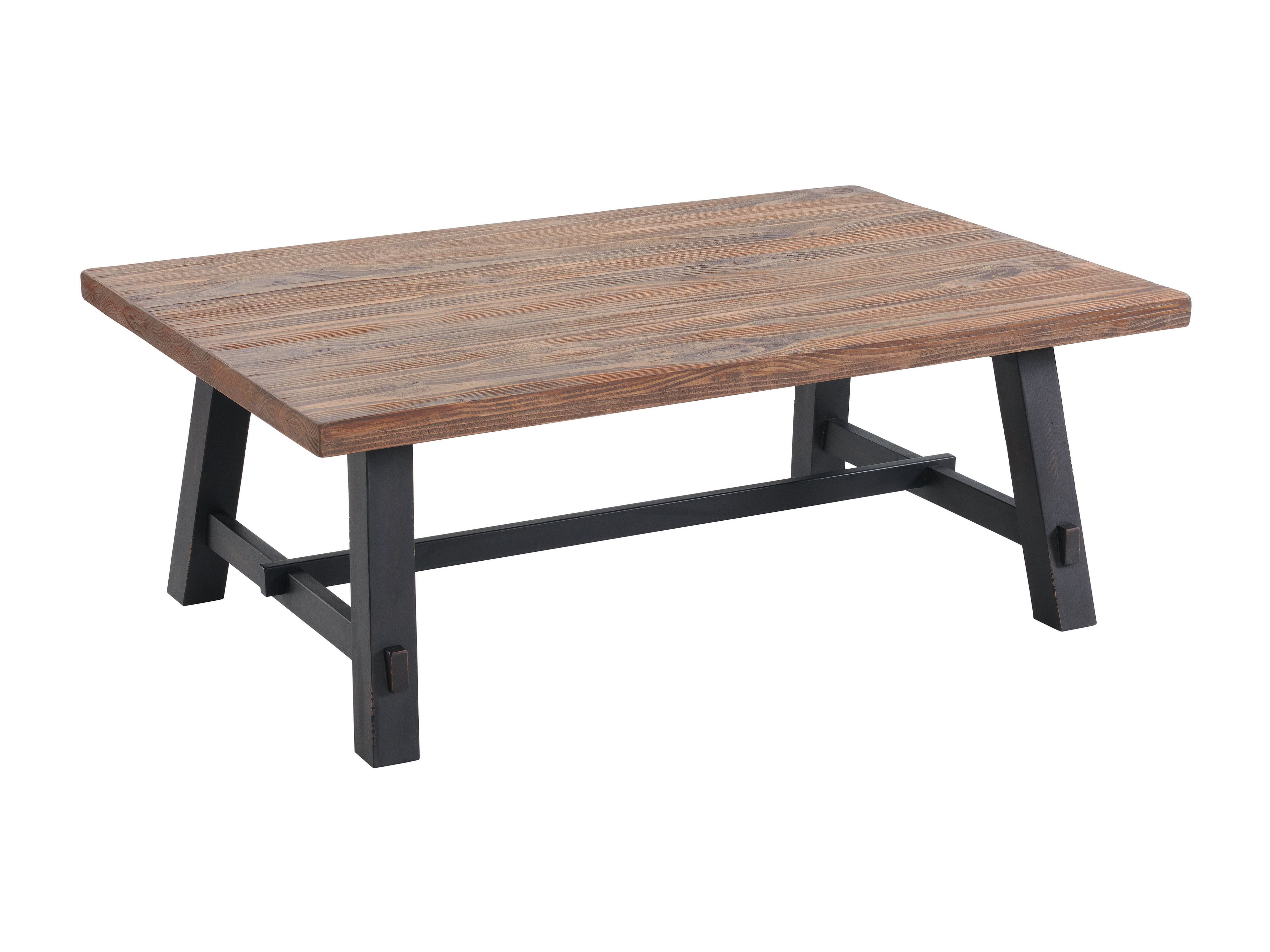 Rustic Industrial 51'' Solid Wood Sawhorse Coffee Table in Natural/Black