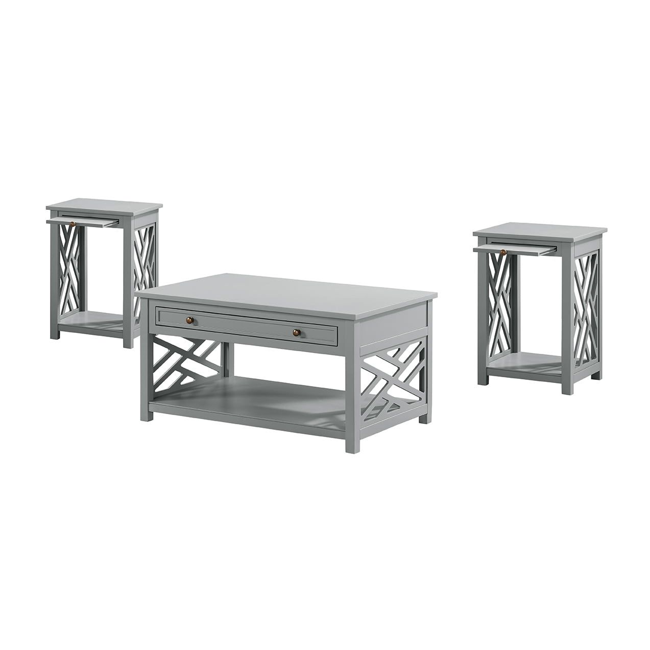 Coventry Gray Pine 3-Piece Coffee and End Table Set