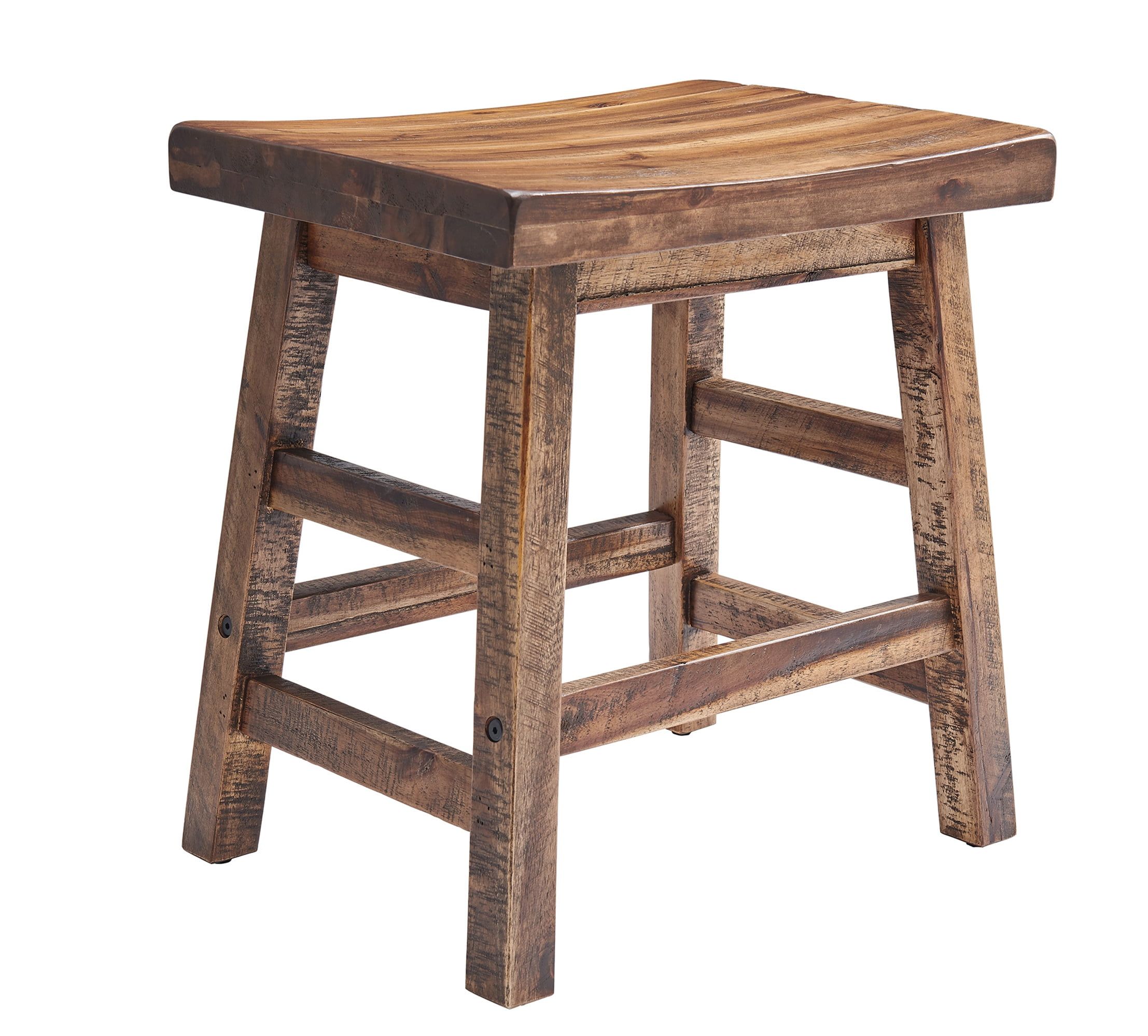 Durango 20" Brown Industrial Wood and Metal Saddle Stool