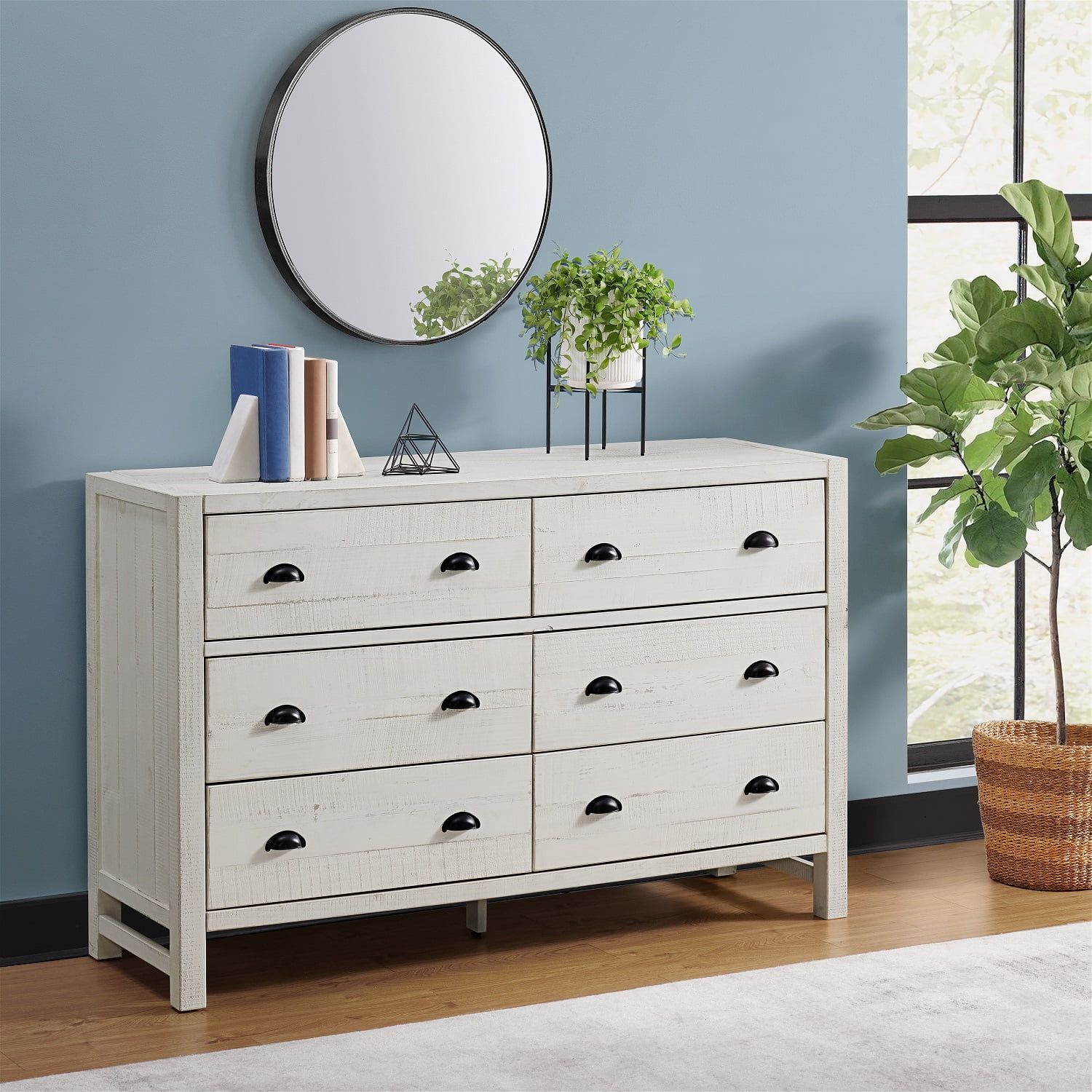 Driftwood White Pine 6-Drawer Double Nursery Dresser