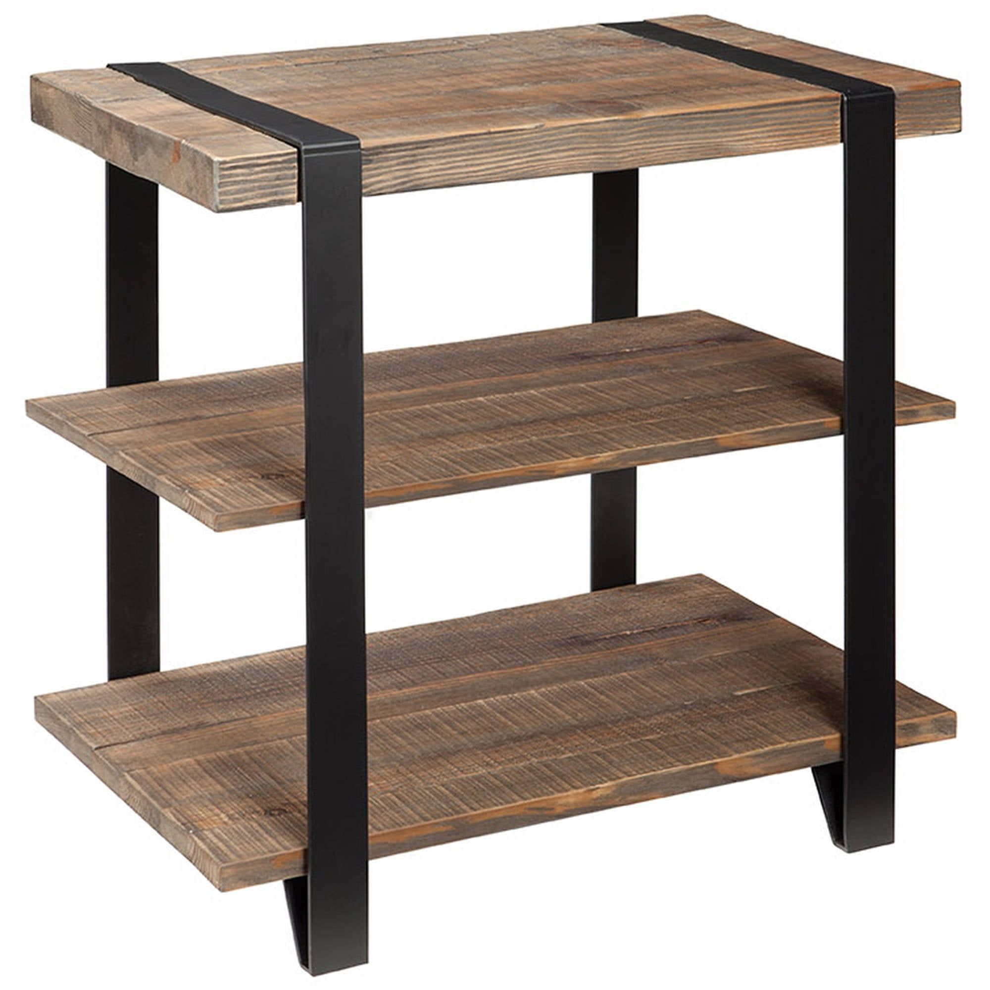 Modesto 31" Reclaimed Wood and Metal Strap End Table