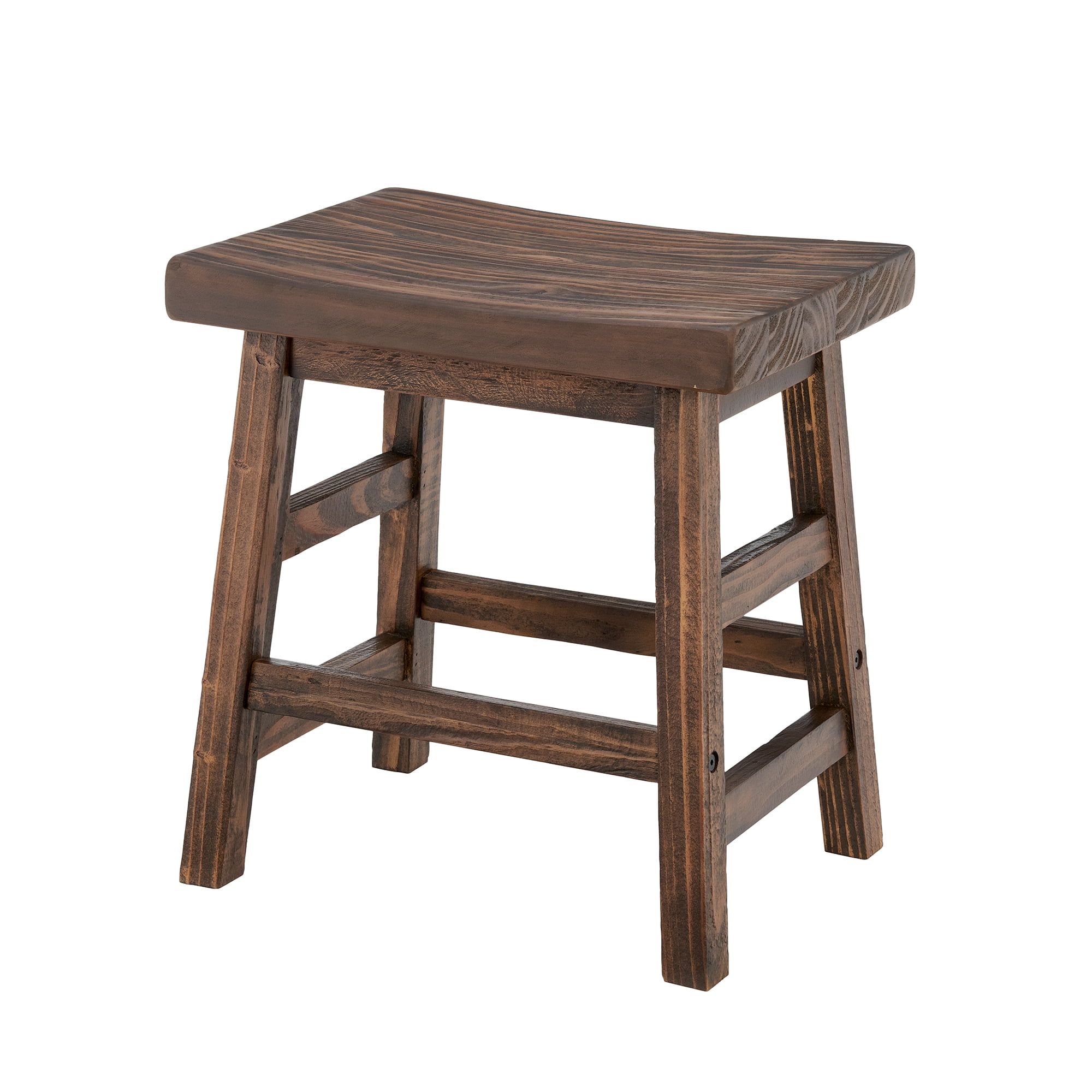 Pomona 20" Rustic Brown Reclaimed Wood Saddle Barstool