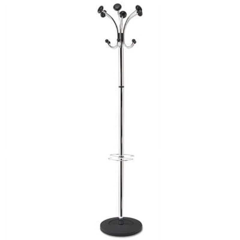 Chrome and Black Coat Stand with Umbrella Holder