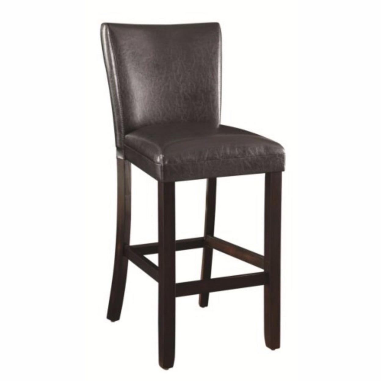 Adjustable Black Leather and Wood Swivel Bar Stool