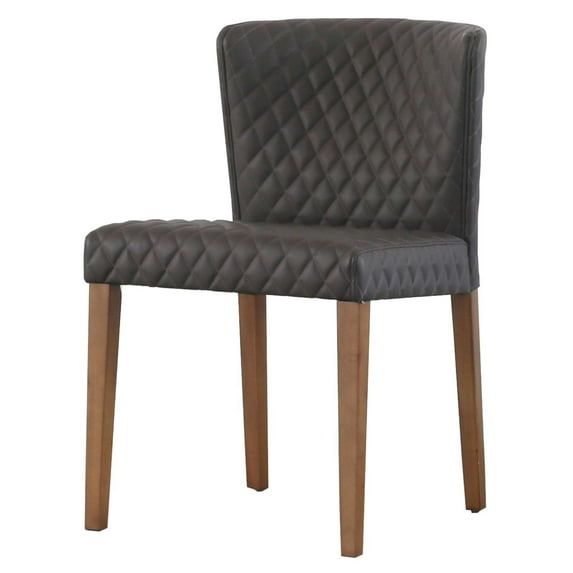 Brown Faux Leather Low-Back Upholstered Side Chair with Metal Legs