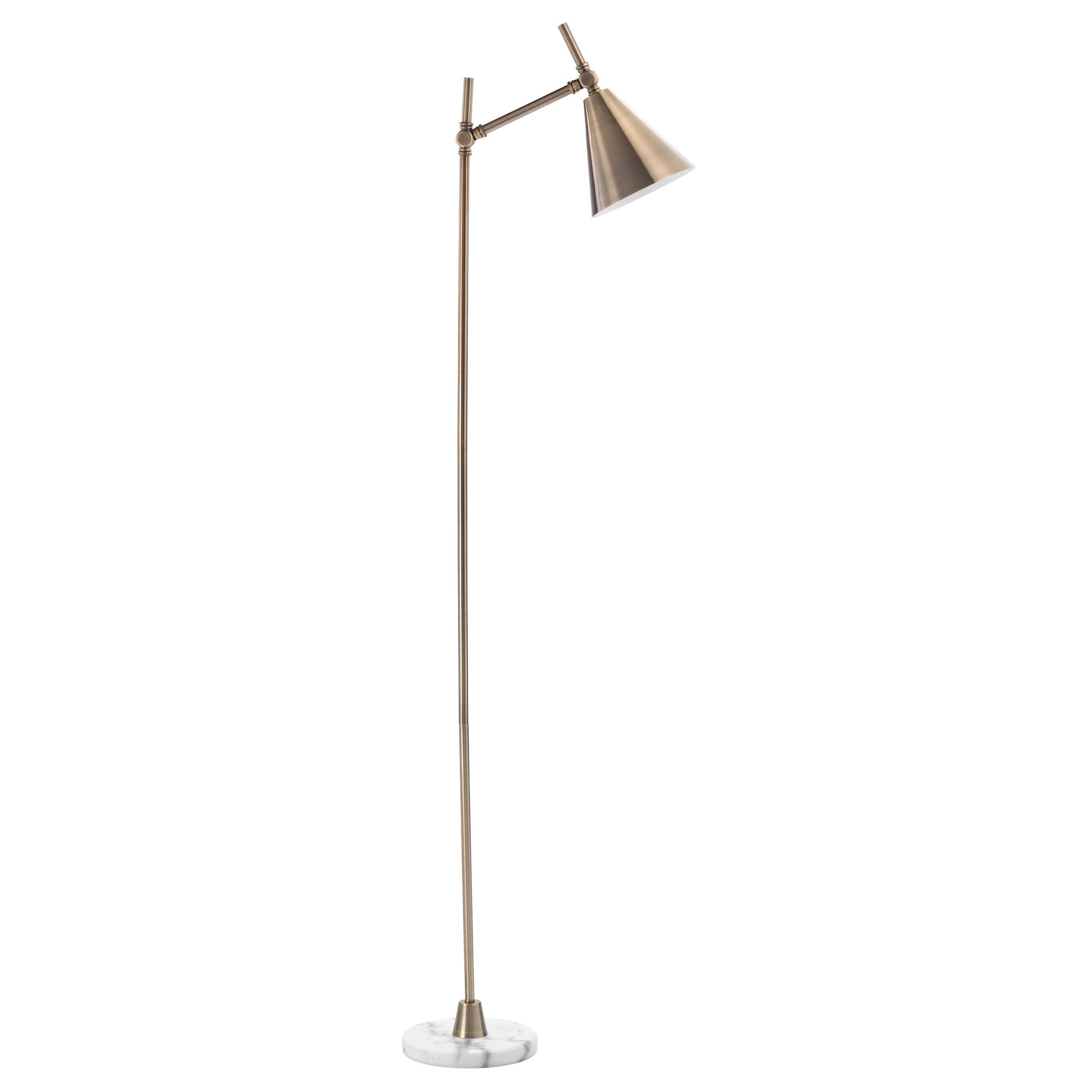 Adjustable Brass Metal Floor Lamp with Marble Base