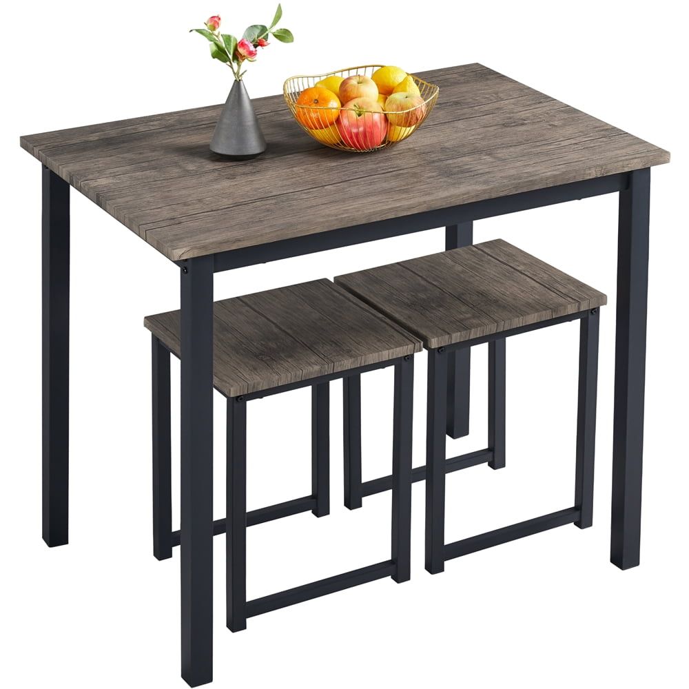 Drift Brown Industrial 3-Piece Dining Set with Iron Legs