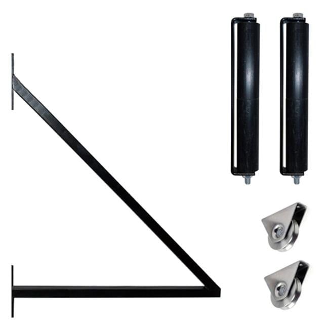 Black Steel Sliding Gate Hardware Kit with Extension Bracket