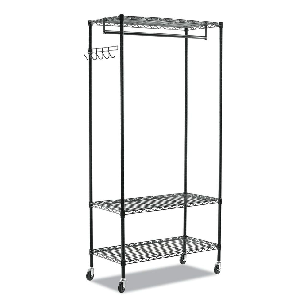 Black Portable Wire Shelving Garment Rack with Casters