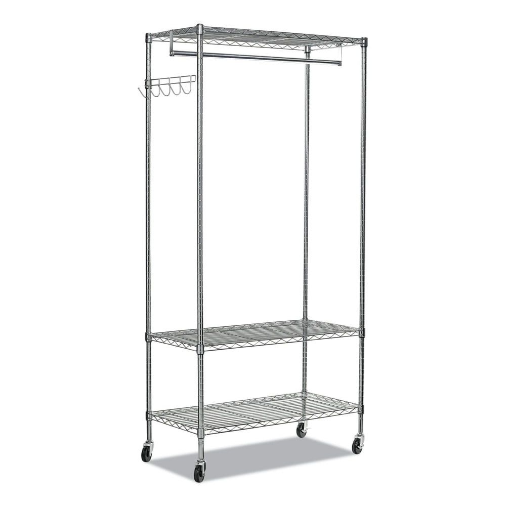 Alera ALEGR364818SR 48 in. W x 18 in. D x 75 in. H 40 Garments Wire Shelving Garment Rack - Silver