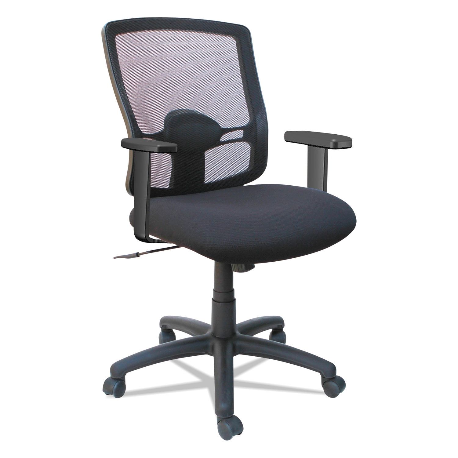 Black Mesh Mid-Back Swivel Office Chair with Fixed Arms