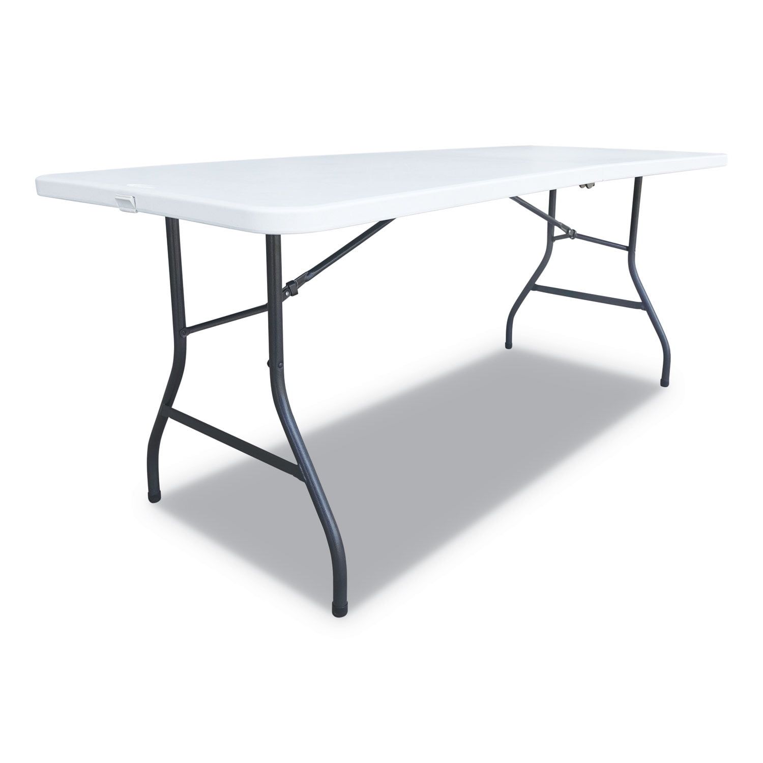 71" Antracite Black Steel Folding Patio Table with Casters