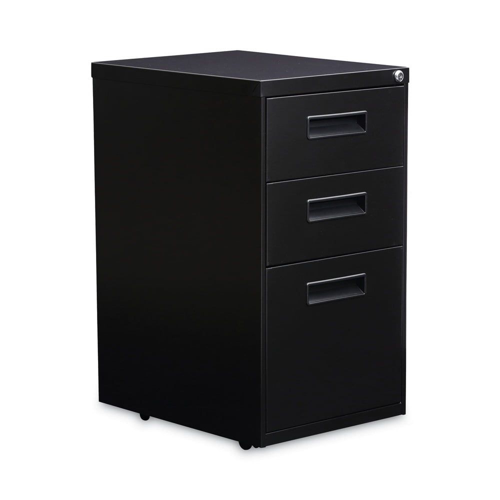 Black Steel 3-Drawer Lockable Mobile Pedestal File Cabinet