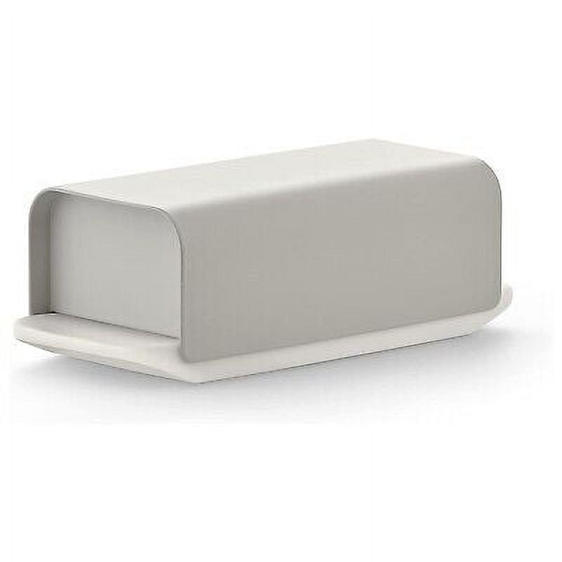 Warm Gray Stainless Steel and Porcelain Butter Dish