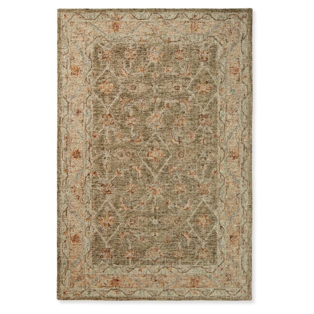 Handmade Ivory Floral Wool Rectangular Area Rug 7'9" x 9'9"