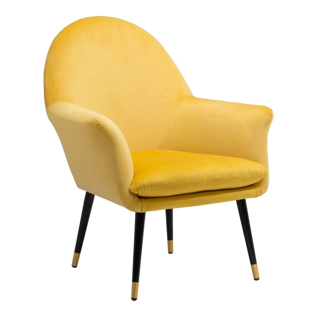 29.9'' Modern Yellow Polyester Accent Arm Chair with Gold Capped Legs