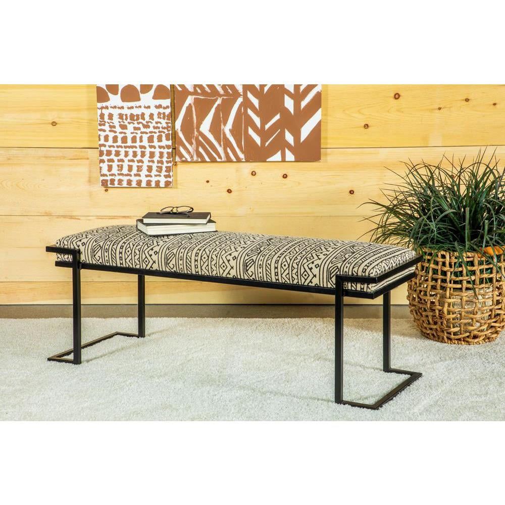 Alfaro Transitional Black and White Upholstered Accent Bench