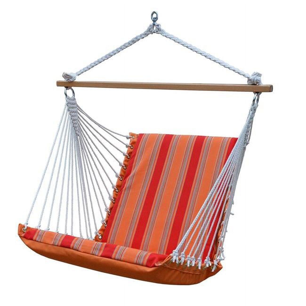 Sunbrella Multicolor Hanging Chair with Cushions and Hardwood Spreader Bars