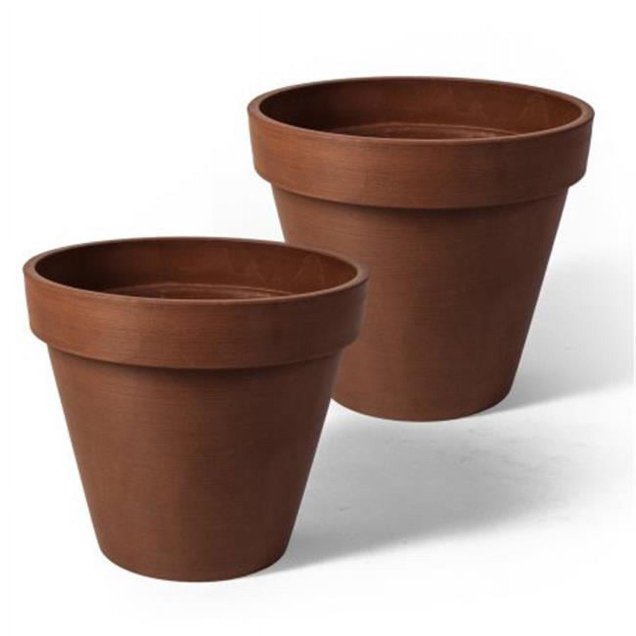 Valencia 10" Round Terra Cotta Composite Resin Planter - Pack of 2