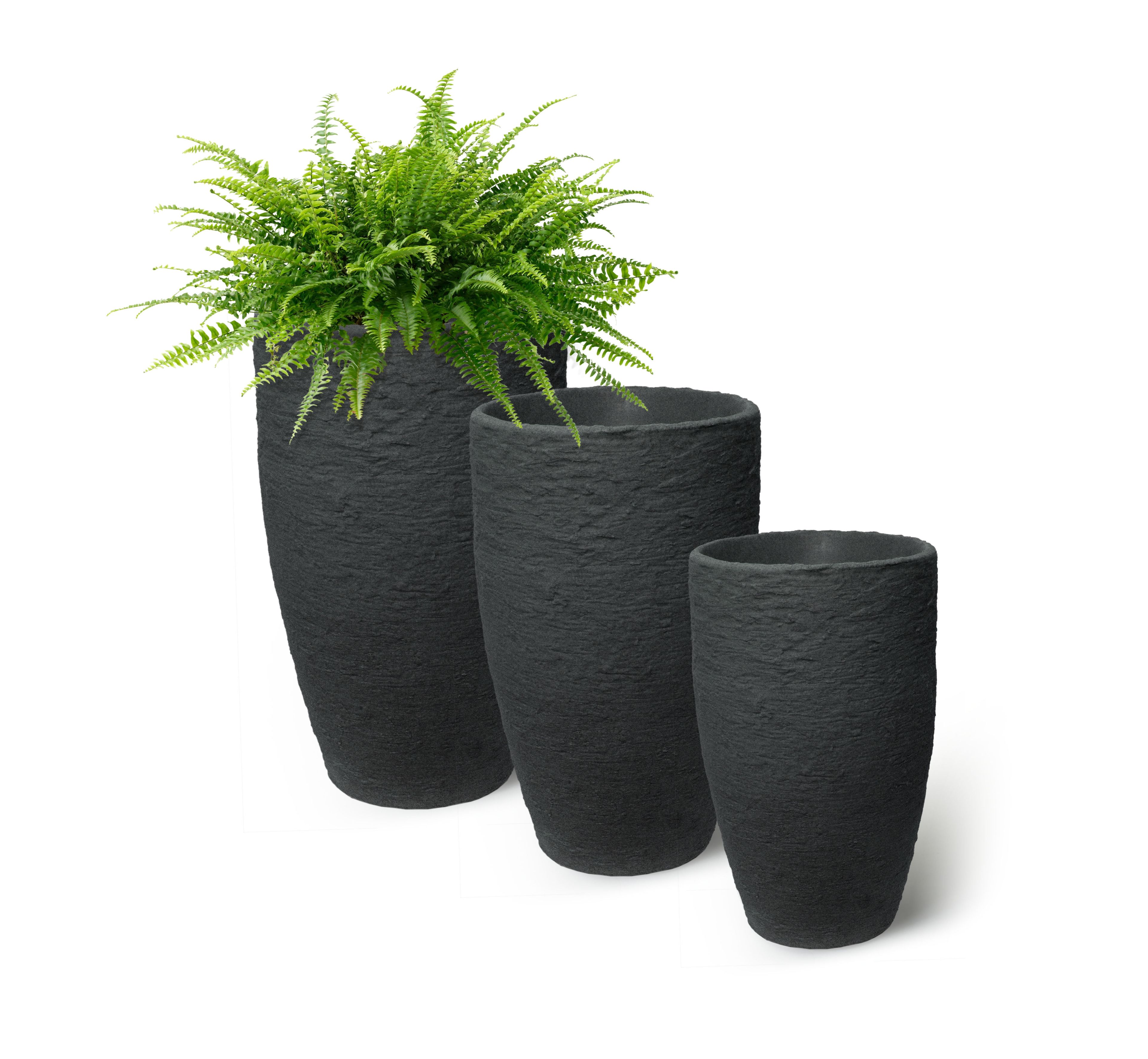 24" Black Recycled Polyethylene Self-Watering Planter