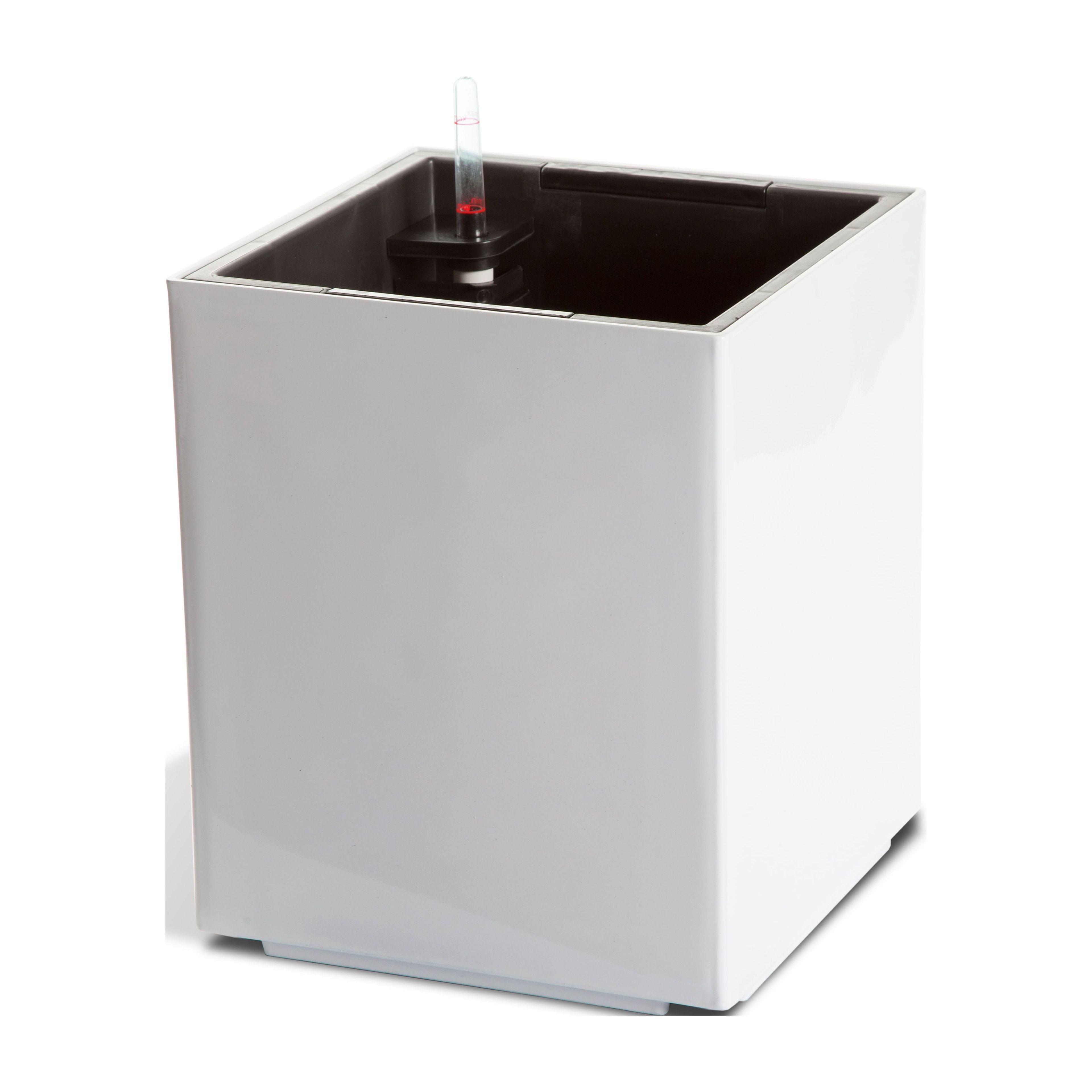 White Glossy Medium Self-Watering Square Planter