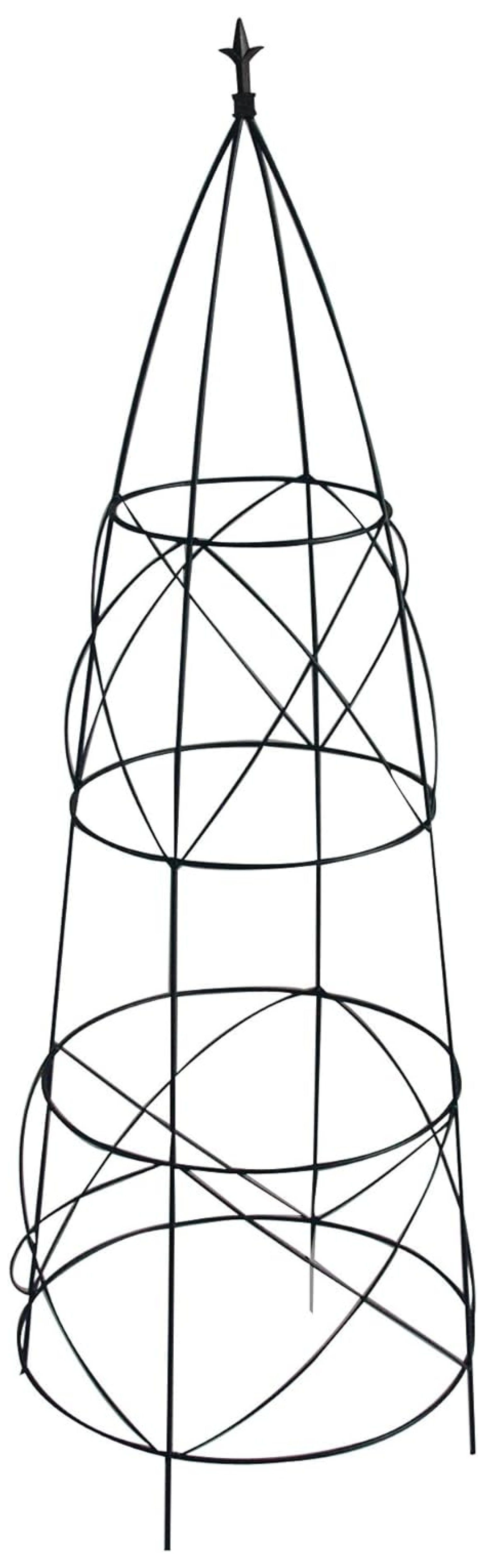 Black Metal Circular Garden Trellis with Finial, 36-Inch